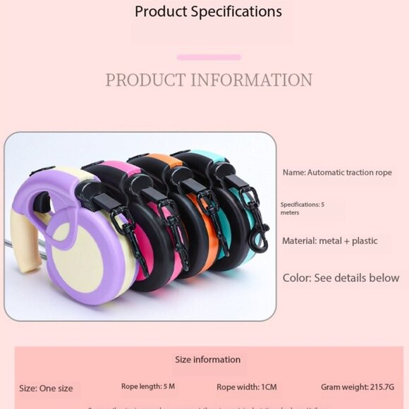 Automatic Retractable Pet Leash – Durable Nylon, 16 ft Rope, One-Handed Braking - Picture 9 of 13